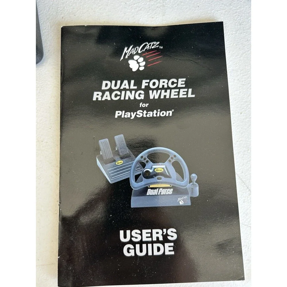 Mad Catz Dual Force Racing Wheel Pedals PS1 PS2 Complete In Box Tested Working